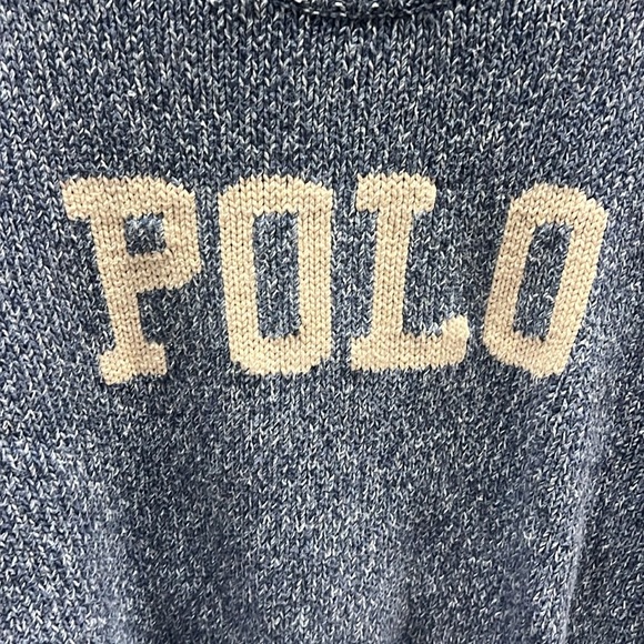 Polo by Ralph Lauren blue and Cream Crewneck Sweater size large - Picture 2 of 4